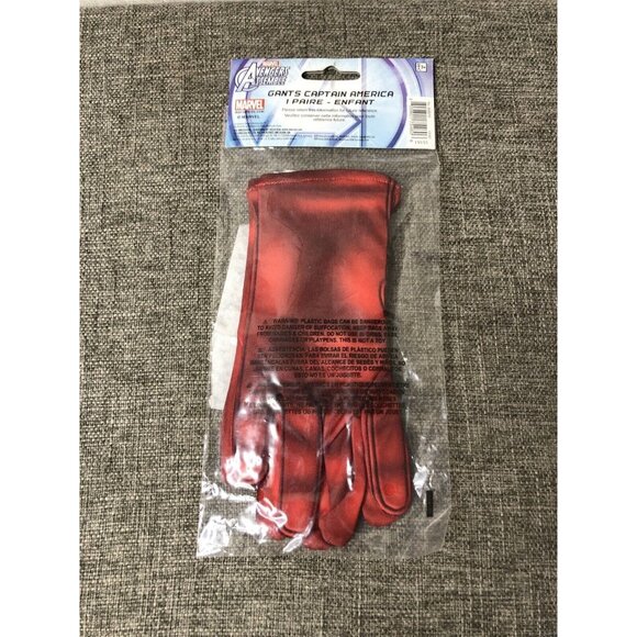 Marvel Avengers Assemble Captain America Red Child Costume Dress Up Gloves - Picture 2 of 3